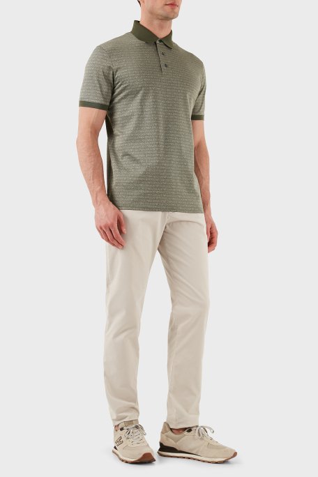 Emporio Armani Jakarlı % 100 Pamuk Düğmeli Erkek Polo Yaka T Shirt EM000788 AF12916 F7060 HAKİ - 2
