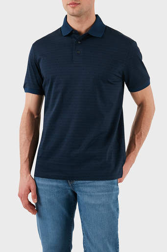 Emporio Armani Jakarlı % 100 Pamuk Düğmeli Erkek Polo Yaka T Shirt EM000788 AF12916 FB224 LACİVERT - 3