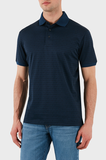 Emporio Armani Jakarlı % 100 Pamuk Düğmeli Erkek Polo Yaka T Shirt EM000788 AF12916 FB224 LACİVERT - 6