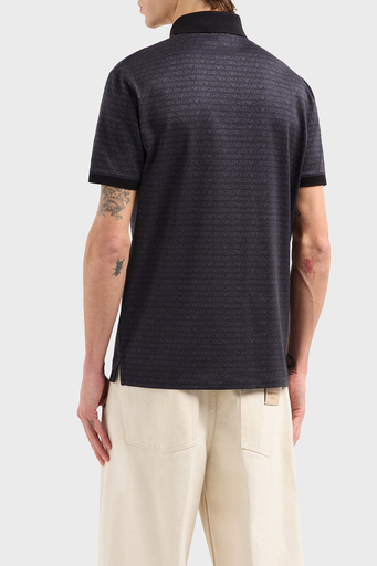 Emporio Armani Jakarlı % 100 Pamuk Düğmeli Erkek Polo Yaka T Shirt EM000788 AF12916 FC176 SİYAH - 2