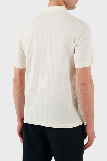 Emporio Armani Jakarlı % 100 Pamuk Regular Fit Düğmeli Erkek Polo Yaka T Shirt EM001729 AF14874 F1053 EKRU - 2