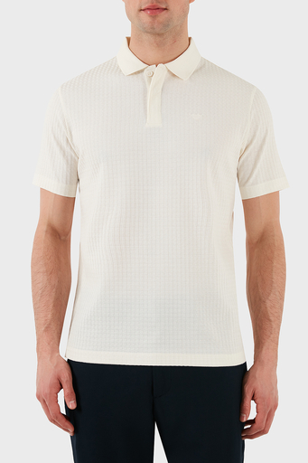 Emporio Armani Jakarlı % 100 Pamuk Regular Fit Düğmeli Erkek Polo Yaka T Shirt EM001729 AF14874 F1053 EKRU - 3