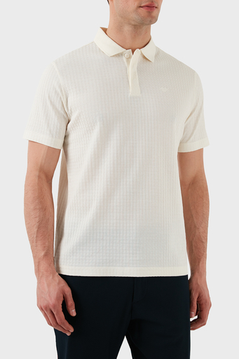 Emporio Armani Jakarlı % 100 Pamuk Regular Fit Düğmeli Erkek Polo Yaka T Shirt EM001729 AF14874 F1053 EKRU - 4