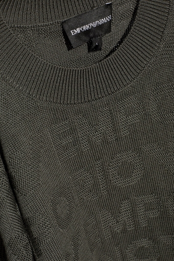 Emporio Armani Jakarlı % 100 Yün Regular Fit Bisiklet Yaka Erkek Kazak 6D1MXK 1MJNZ 06K0 HAKİ - 4
