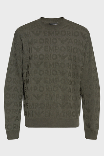 Emporio Armani Jakarlı % 100 Yün Regular Fit Bisiklet Yaka Erkek Kazak 6D1MXK 1MJNZ 06K0 HAKİ - 5