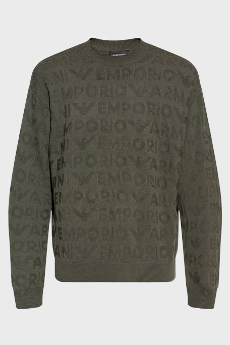 Emporio Armani Jakarlı % 100 Yün Regular Fit Bisiklet Yaka Erkek Kazak 6D1MXK 1MJNZ 06K0 HAKİ - 5