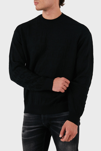 Emporio Armani Jakarlı % 100 Yün Regular Fit Bisiklet Yaka Erkek Kazak 6D1MXK 1MJNZ 0999 SİYAH - 5