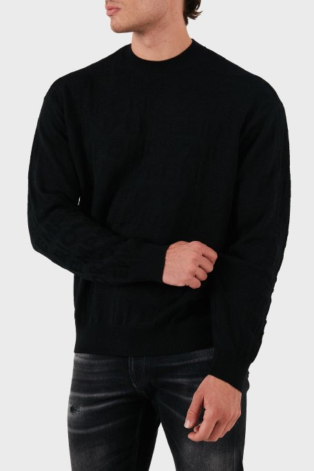Emporio Armani Jakarlı % 100 Yün Regular Fit Bisiklet Yaka Erkek Kazak 6D1MXK 1MJNZ 0999 SİYAH - 4