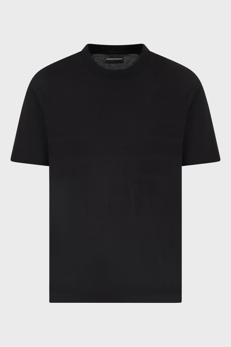 Emporio Armani Jakarlı Logo Baskılı % 100 Pamuk Regular Fit Sıfır Yaka Erkek T Shirt EM000943 AF10762 FC158 SİYAH - 5