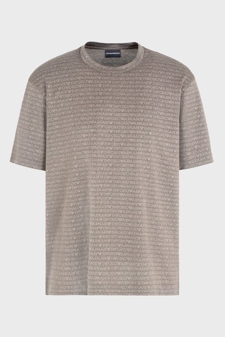 Emporio Armani Jakarlı Logo Baskılı Regular Fit Bisiklet Yaka Erkek T Shirt EM000787 AF12916 F6052 KAHVE - 5