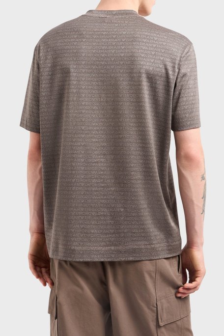 Emporio Armani Jakarlı Logo Baskılı Regular Fit Bisiklet Yaka Erkek T Shirt EM000787 AF12916 F6052 KAHVE - 8
