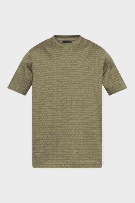 Emporio Armani Jakarlı Logo Baskılı Regular Fit Bisiklet Yaka Erkek T Shirt EM000787 AF12916 F7060 HAKİ - 5
