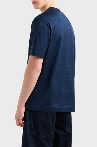 Emporio Armani Jakarlı Logo Baskılı Regular Fit Bisiklet Yaka Erkek T Shirt EM000787 AF12916 FB224 LACİVERT - 2