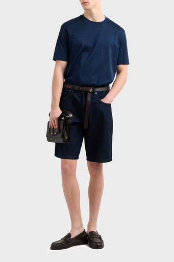Emporio Armani Jakarlı Logo Baskılı Regular Fit Bisiklet Yaka Erkek T Shirt EM000787 AF12916 FB224 LACİVERT - 3