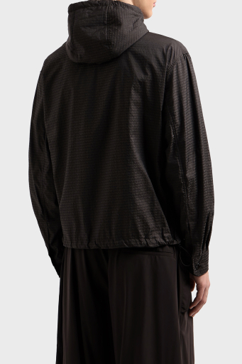 Emporio Armani Jakarlı Logo Baskılı Regular Fit Çıkarılabilir Kapüşonlu Erkek Mont EM001003 AF15384 U8168 SİYAH - 2