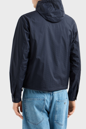 Emporio Armani Jakarlı Logo Baskılı Regular Fit Çıkarılabilir Kapüşonlu Erkek Mont EM001003 AF15384 UB118 LACİVERT - 2