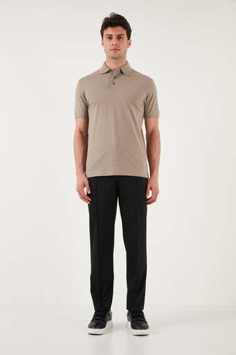 Emporio Armani Jakarlı Pamuklu Regular Fit Düğmeli Erkek Polo Yaka T Shirt EM001283 AF10017 F6063 BEJ - 3