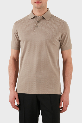 Emporio Armani Jakarlı Pamuklu Regular Fit Düğmeli Erkek Polo Yaka T Shirt EM001283 AF10017 F6063 BEJ - 5