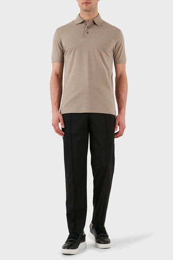 Emporio Armani Jakarlı Pamuklu Regular Fit Düğmeli Erkek Polo Yaka T Shirt EM001283 AF10017 F6063 BEJ - 6