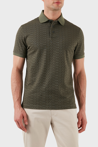 Emporio Armani Jakarlı Pamuklu Regular Fit Düğmeli Erkek Polo Yaka T Shirt EM001283 AF10017 F8108 HAKİ - 1