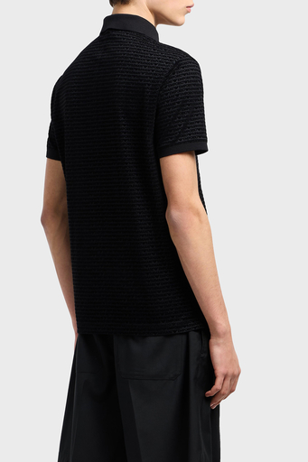 Emporio Armani Jakarlı Pamuklu Regular Fit Düğmeli Erkek Polo Yaka T Shirt EM001283 AF10017 FC159 SİYAH - 2