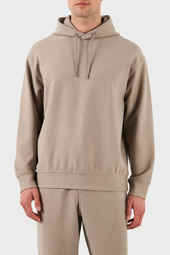 Emporio Armani Jakarlı Pamuklu Regular Fit Kapüşonlu Erkek Sweat EM001007 AF13700 U6107 BEJ - 1