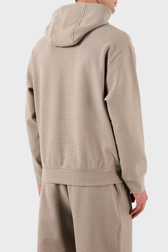 Emporio Armani Jakarlı Pamuklu Regular Fit Kapüşonlu Erkek Sweat EM001007 AF13700 U6107 BEJ - 2