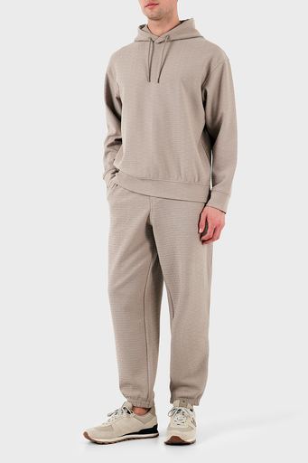 Emporio Armani Jakarlı Pamuklu Regular Fit Kapüşonlu Erkek Sweat EM001007 AF13700 U6107 BEJ - 3