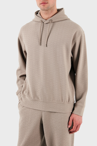 Emporio Armani Jakarlı Pamuklu Regular Fit Kapüşonlu Erkek Sweat EM001007 AF13700 U6107 BEJ - 4