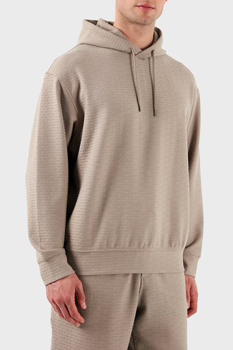 Emporio Armani Jakarlı Pamuklu Regular Fit Kapüşonlu Erkek Sweat EM001007 AF13700 U6107 BEJ - 5