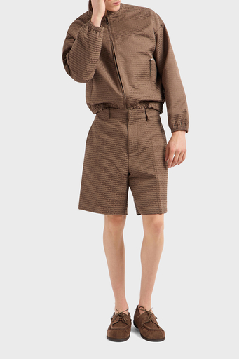 Emporio Armani Jakarlı Pamuklu Regular Fit Yüksek Bel Geniş Paça Erkek Short EM001200 AF13688 U6195 KAHVE - 2