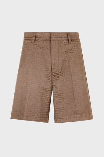 Emporio Armani Jakarlı Pamuklu Regular Fit Yüksek Bel Geniş Paça Erkek Short EM001200 AF13688 U6195 KAHVE - 6