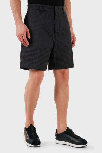 Emporio Armani Jakarlı Pamuklu Regular Fit Yüksek Bel Geniş Paça Erkek Short EM001200 AF13688 U8168 SİYAH - 4