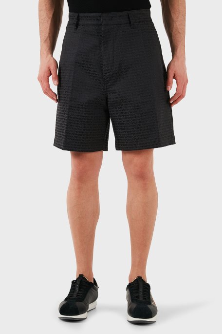 Emporio Armani Jakarlı Pamuklu Regular Fit Yüksek Bel Geniş Paça Erkek Short EM001200 AF13688 U8168 SİYAH - 1