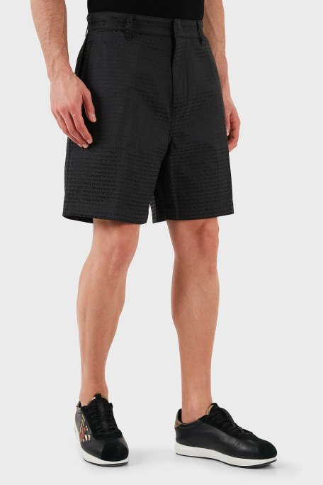 Emporio Armani Jakarlı Pamuklu Regular Fit Yüksek Bel Geniş Paça Erkek Short EM001200 AF13688 U8168 SİYAH - 4