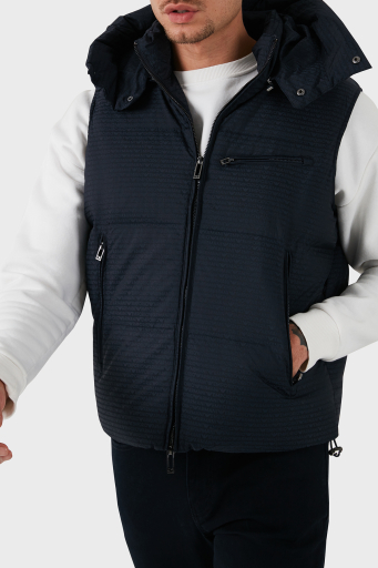 Emporio Armani Jakarlı Regular Fit Çıkarılabilir Kapüşonlu Şişme Erkek Yelek 6D1B66 1NNXZ 0920 LACİVERT - 9