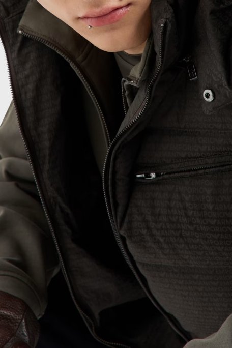 Emporio Armani Jakarlı Regular Fit Çıkarılabilir Kapüşonlu Şişme Erkek Yelek 6D1B66 1NNXZ 05A6 HAKİ - 4