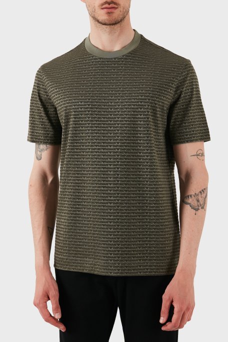 Emporio Armani Jakarlı Regular Fit Pamuklu Bisiklet Yaka Erkek T Shirt EM001288 AF10017 F8108 YEŞİL - 1