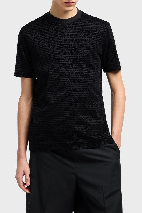 Emporio Armani Jakarlı Regular Fit Pamuklu Bisiklet Yaka Erkek T Shirt EM001288 AF10017 FC159 SİYAH - 1