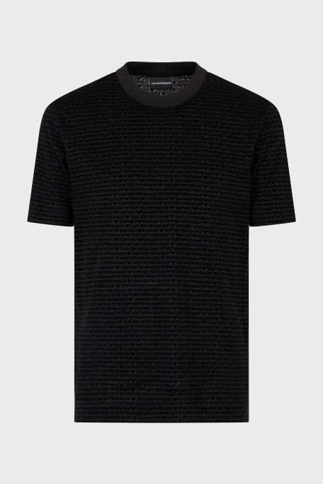 Emporio Armani Jakarlı Regular Fit Pamuklu Bisiklet Yaka Erkek T Shirt EM001288 AF10017 FC159 SİYAH - 5