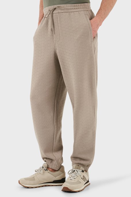 Emporio Armani Jakarlı Streç Pamuklu Regular Fit Yüksek Bel Lastikli Paça Jogger Erkek Pantolon EM001106 AF13700 U6107 BEJ - 1