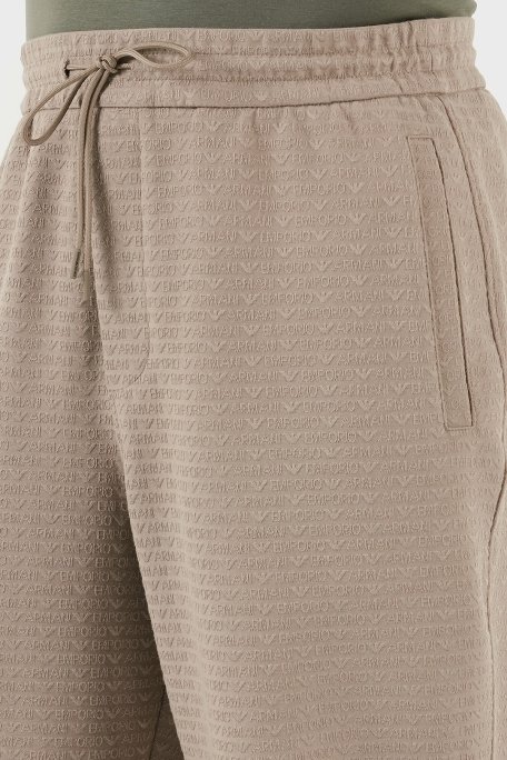 Emporio Armani Jakarlı Streç Pamuklu Regular Fit Yüksek Bel Lastikli Paça Jogger Erkek Pantolon EM001106 AF13700 U6107 BEJ - 5