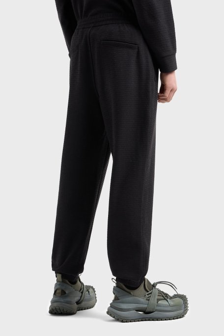 Emporio Armani Jakarlı Streç Pamuklu Regular Fit Yüksek Bel Lastikli Paça Jogger Erkek Pantolon EM001106 AF13700 UC001 SİYAH - 4