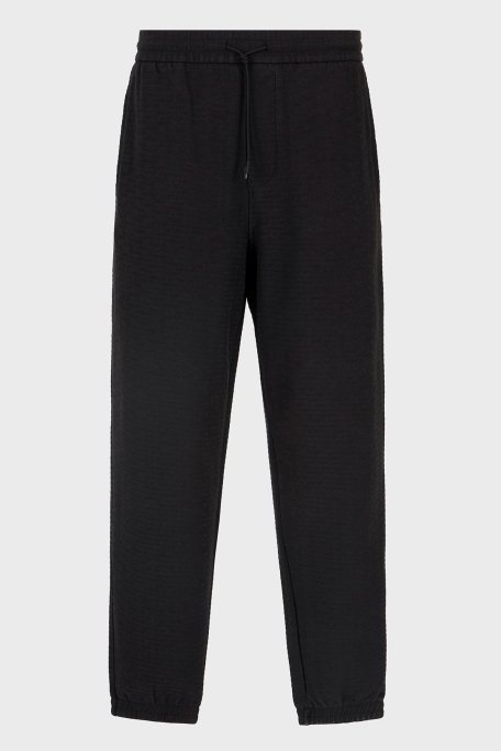 Emporio Armani Jakarlı Streç Pamuklu Regular Fit Yüksek Bel Lastikli Paça Jogger Erkek Pantolon EM001106 AF13700 UC001 SİYAH - 5