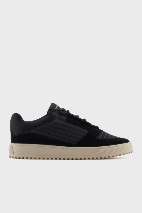 Emporio Armani Jakarlı Süet Detaylı Sneaker Erkek Ayakkabı X4X636 XR329 Q781 SİYAH - 7
