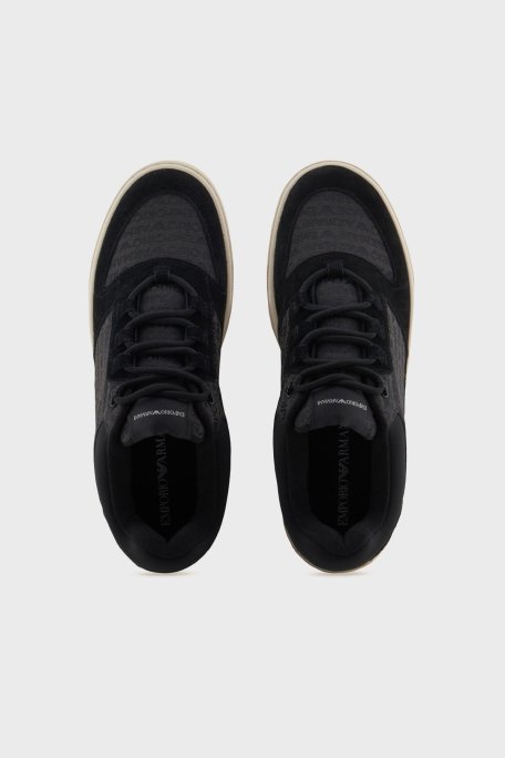 Emporio Armani Jakarlı Süet Detaylı Sneaker Erkek Ayakkabı X4X636 XR329 Q781 SİYAH - 9