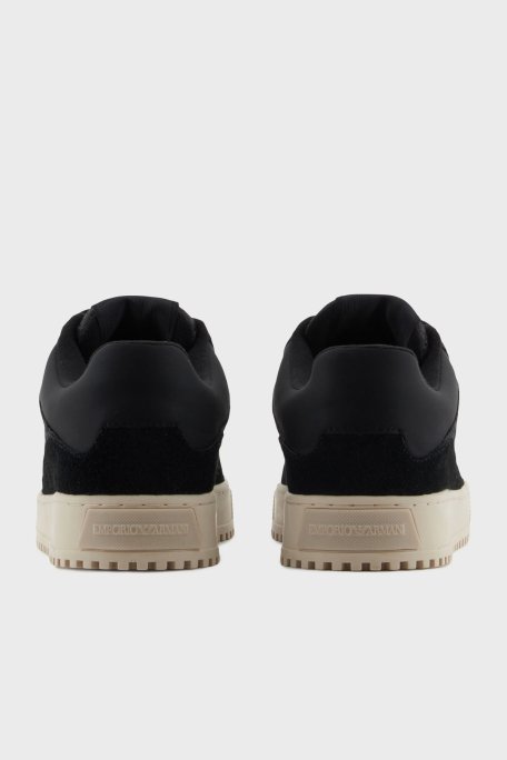 Emporio Armani Jakarlı Süet Detaylı Sneaker Erkek Ayakkabı X4X636 XR329 Q781 SİYAH - 10