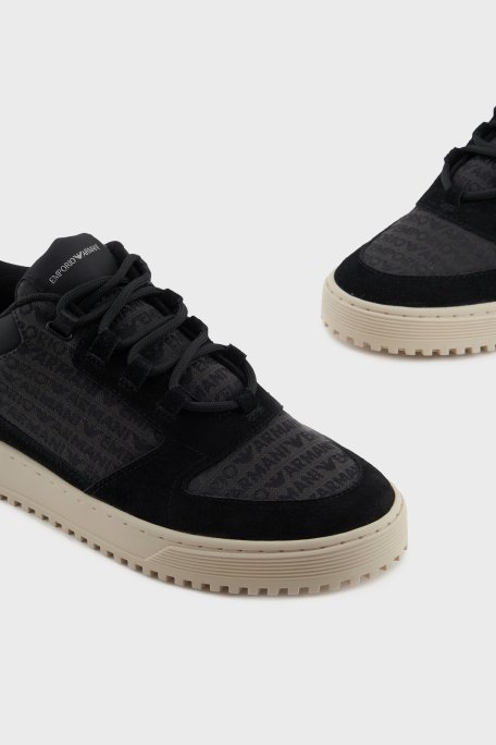 Emporio Armani Jakarlı Süet Detaylı Sneaker Erkek Ayakkabı X4X636 XR329 Q781 SİYAH - 11