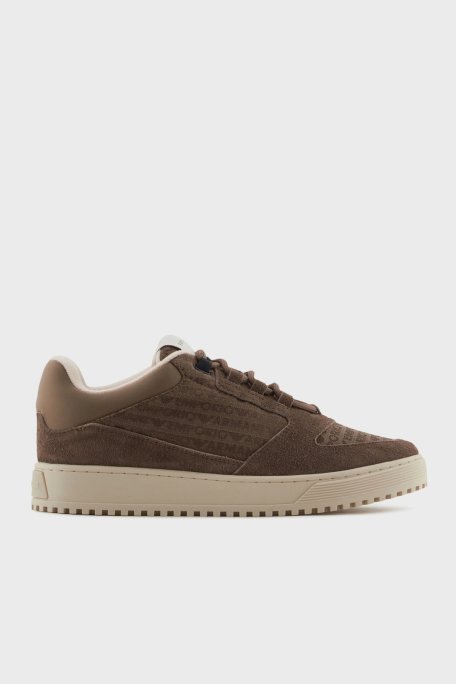 Emporio Armani Jakarlı Süet Detaylı Sneaker Erkek Ayakkabı X4X636 XR329 U570 KAHVE - 7