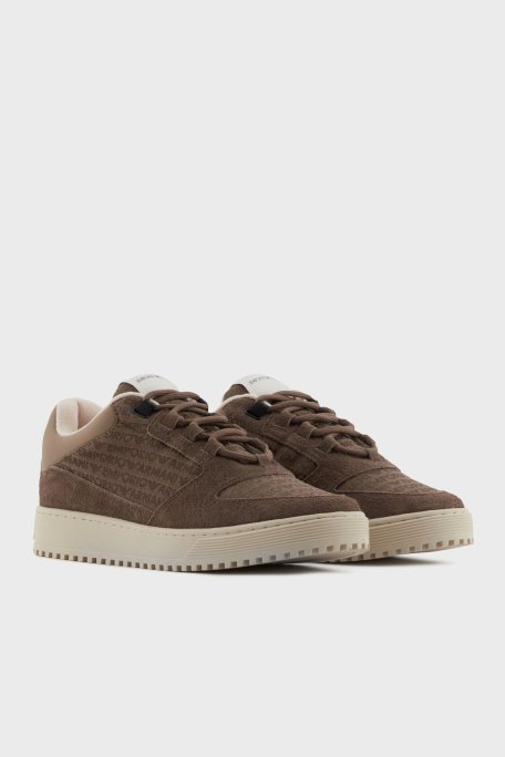 Emporio Armani Jakarlı Süet Detaylı Sneaker Erkek Ayakkabı X4X636 XR329 U570 KAHVE - 8